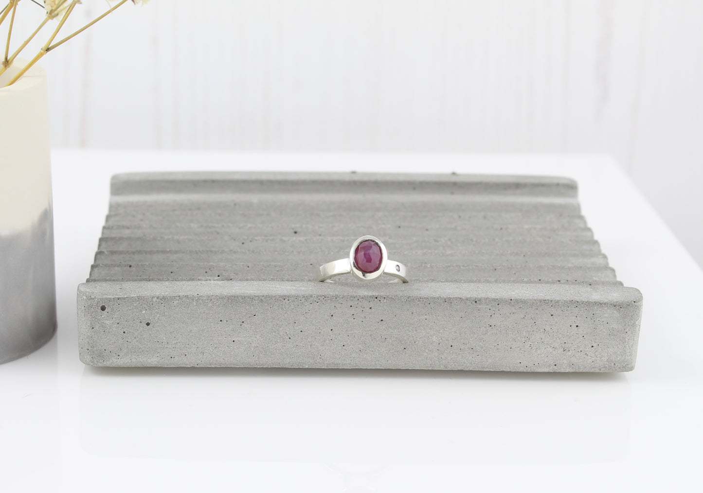 Silver and rose cut Ruby ring