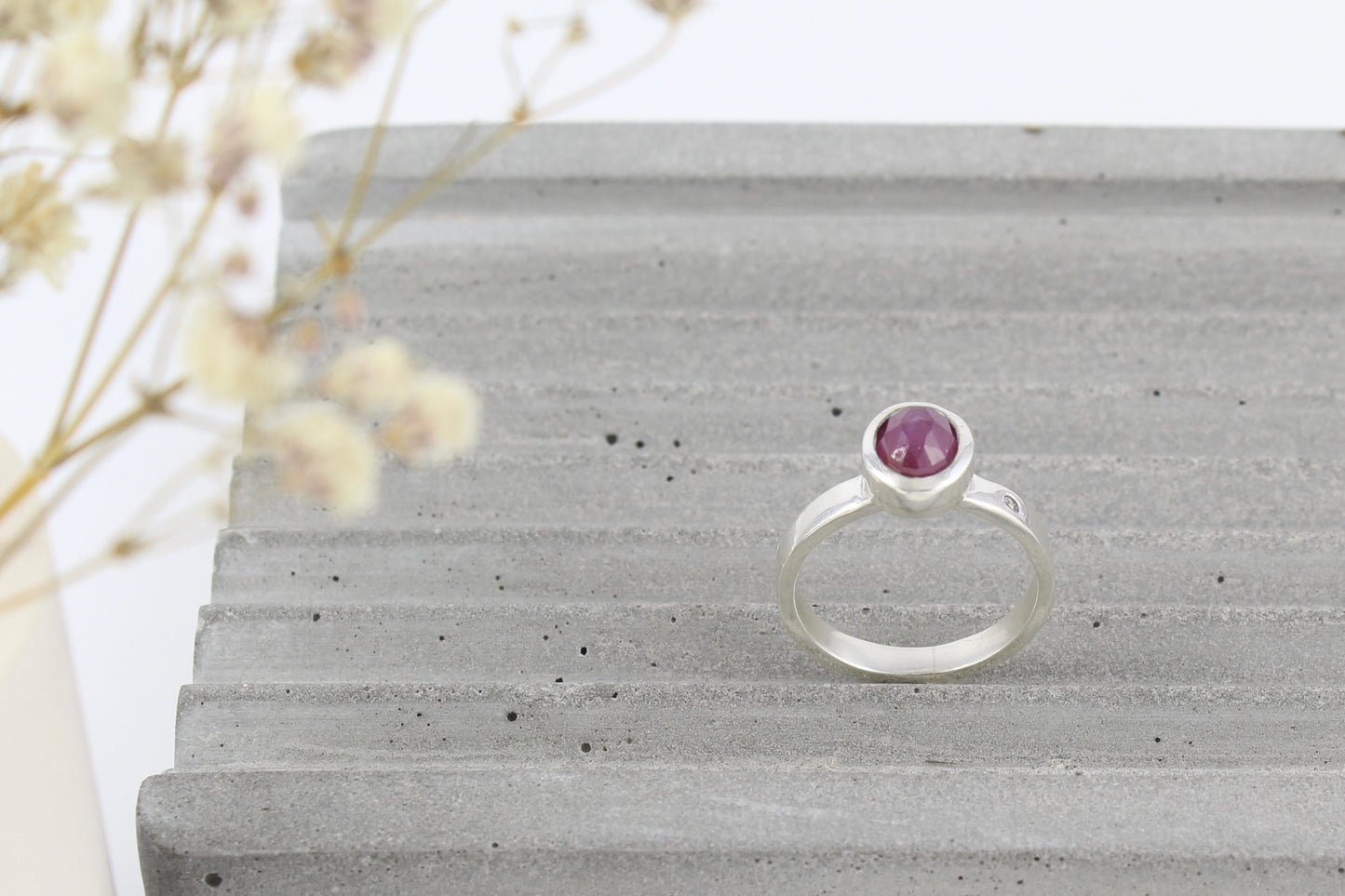 Silver and rose cut Ruby ring