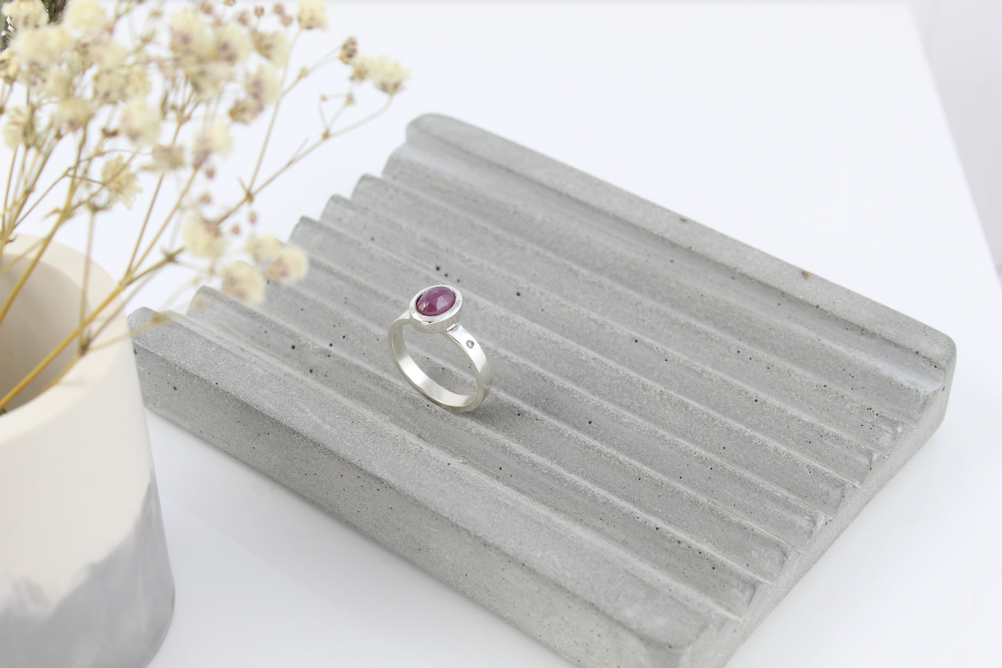 Silver and rose cut Ruby ring