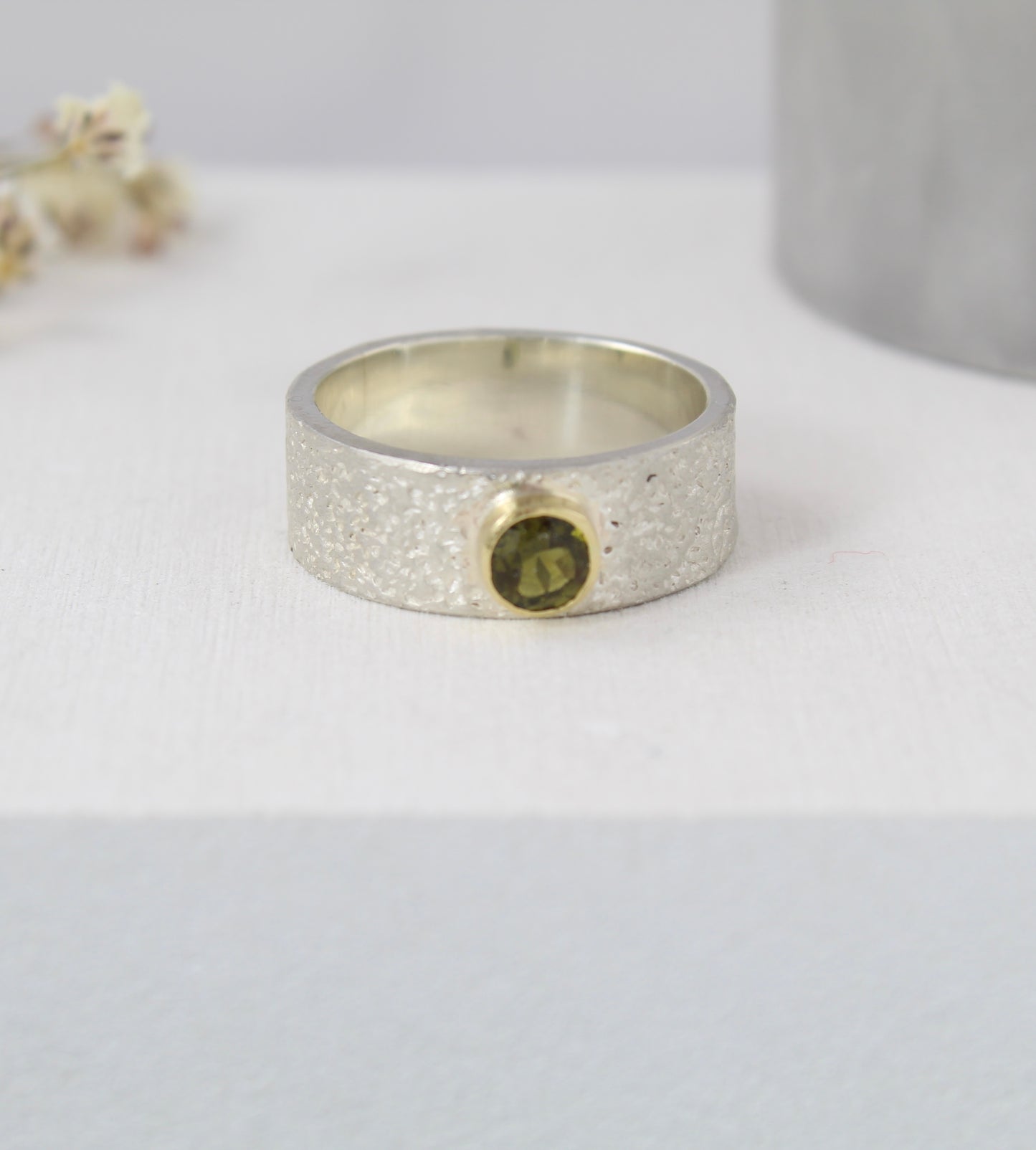 Silver & 18ct gold tourmaline ring