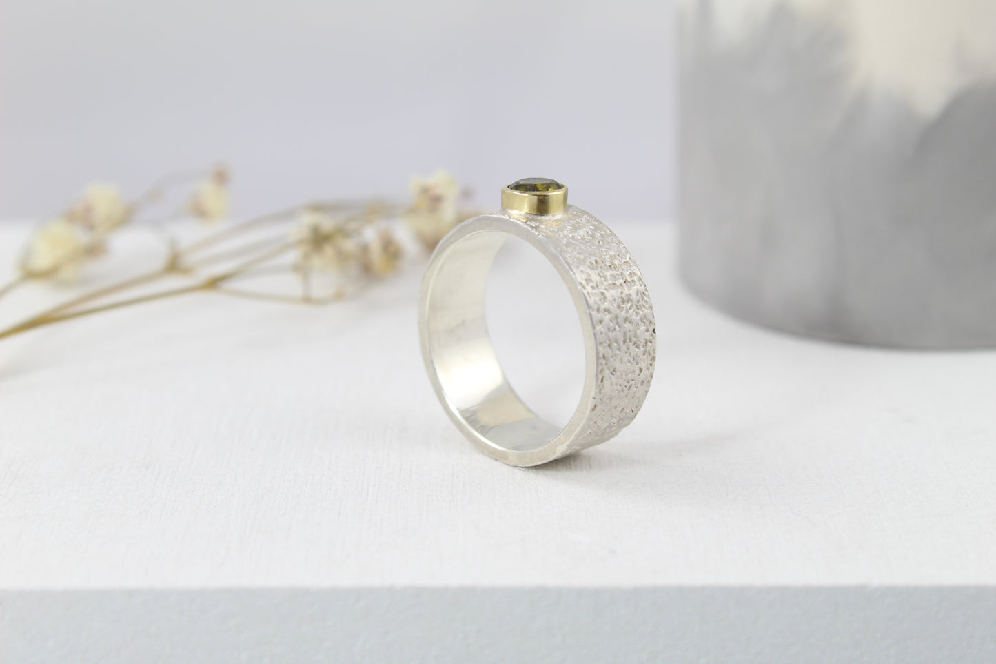 Silver & 18ct gold tourmaline ring
