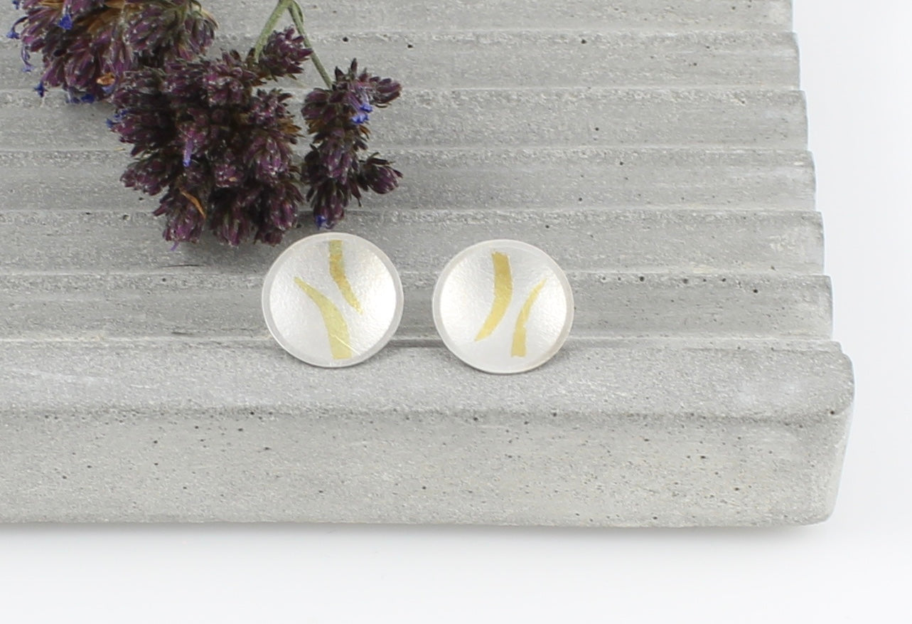 Domed Silver and Gold Earrings