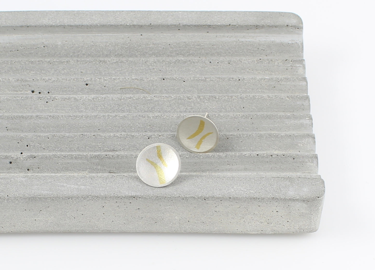 Domed Silver and Gold Earrings