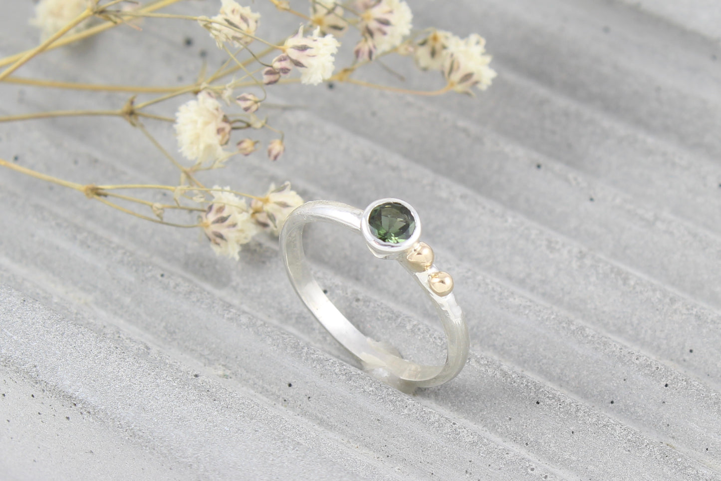 Silver & Gold Tourmaline Ring
