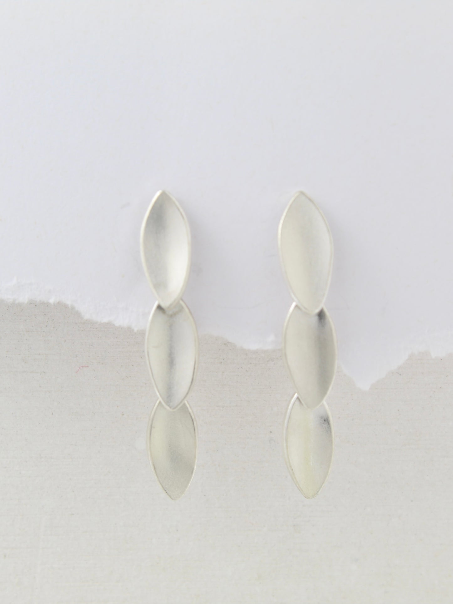 Three leaf silver earrings