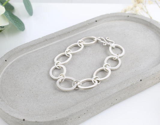 Chunky silver linked bracelet