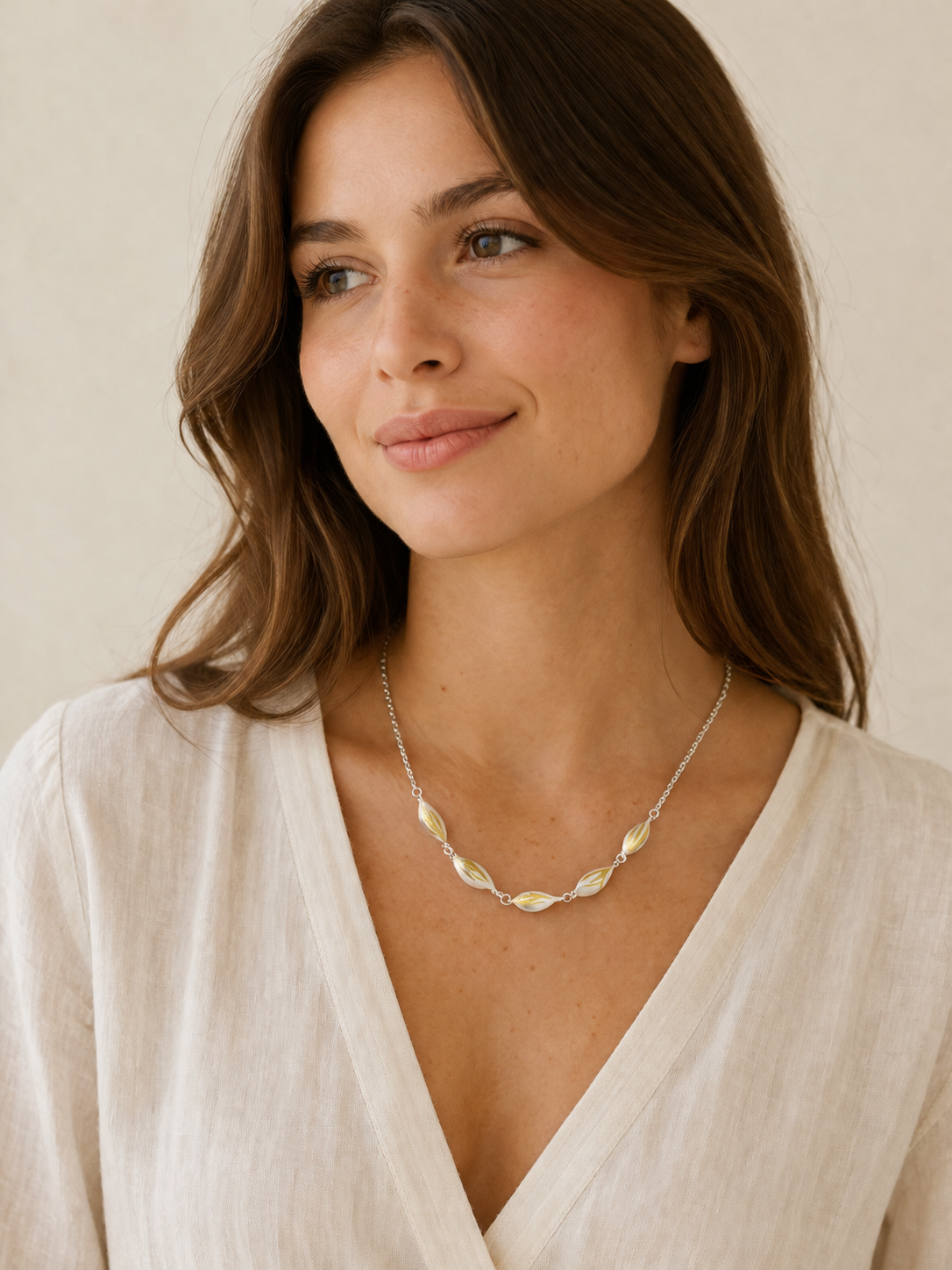 Silver and Gold Curled Necklace