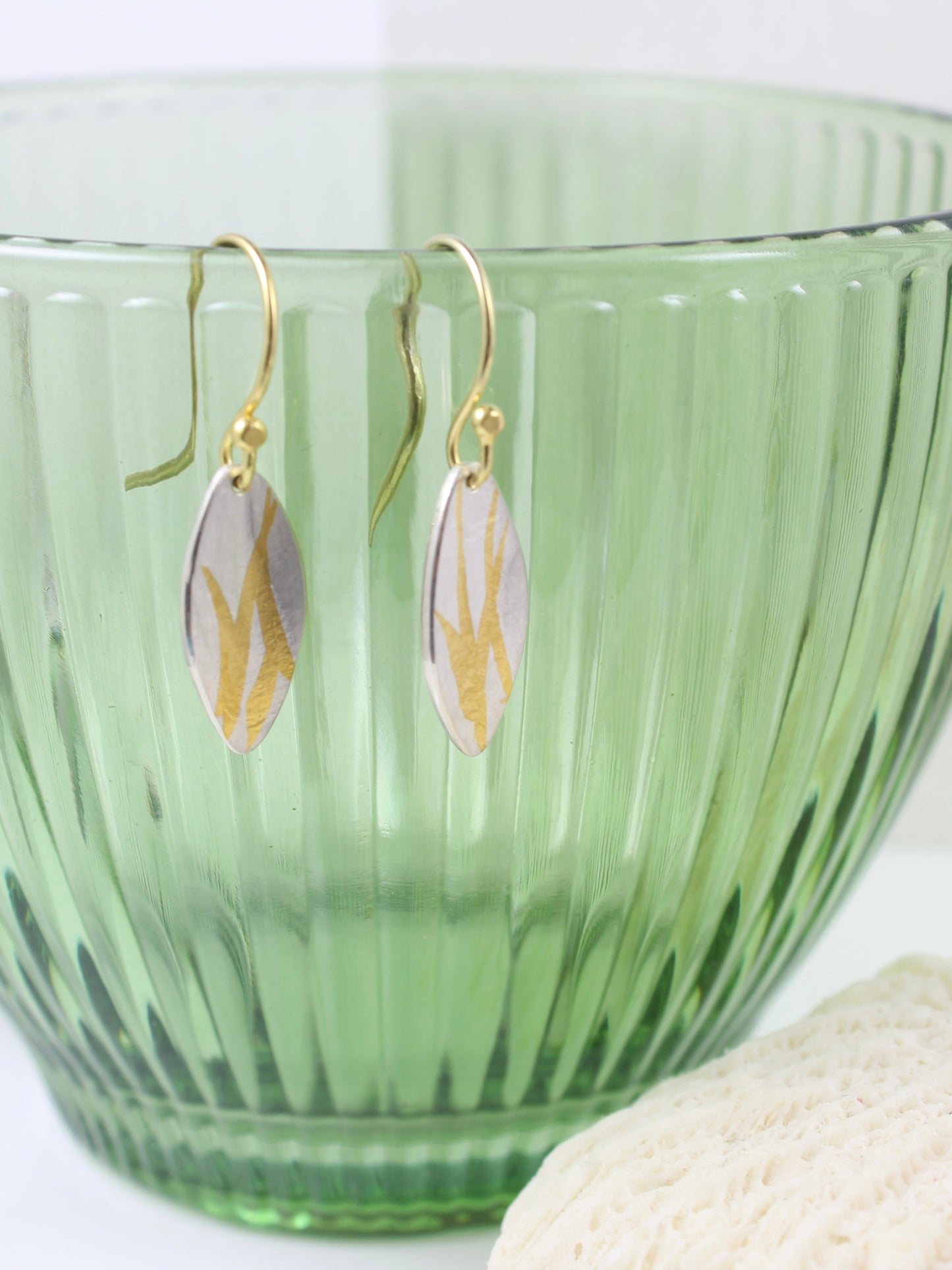 Silver and Gold Ocean Inspired Drop Earrings