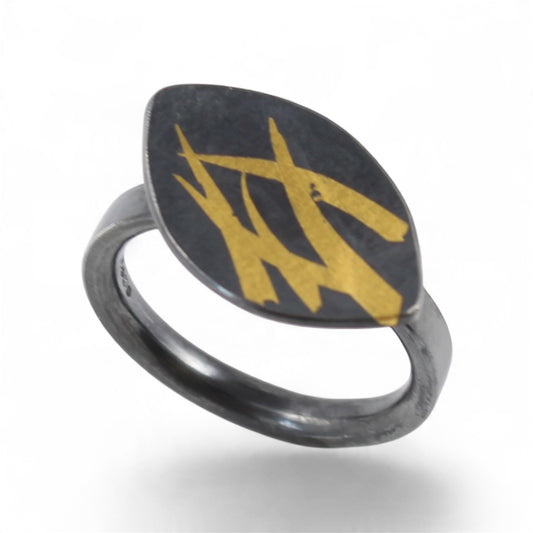 Oxidised Silver Seagrass Ring