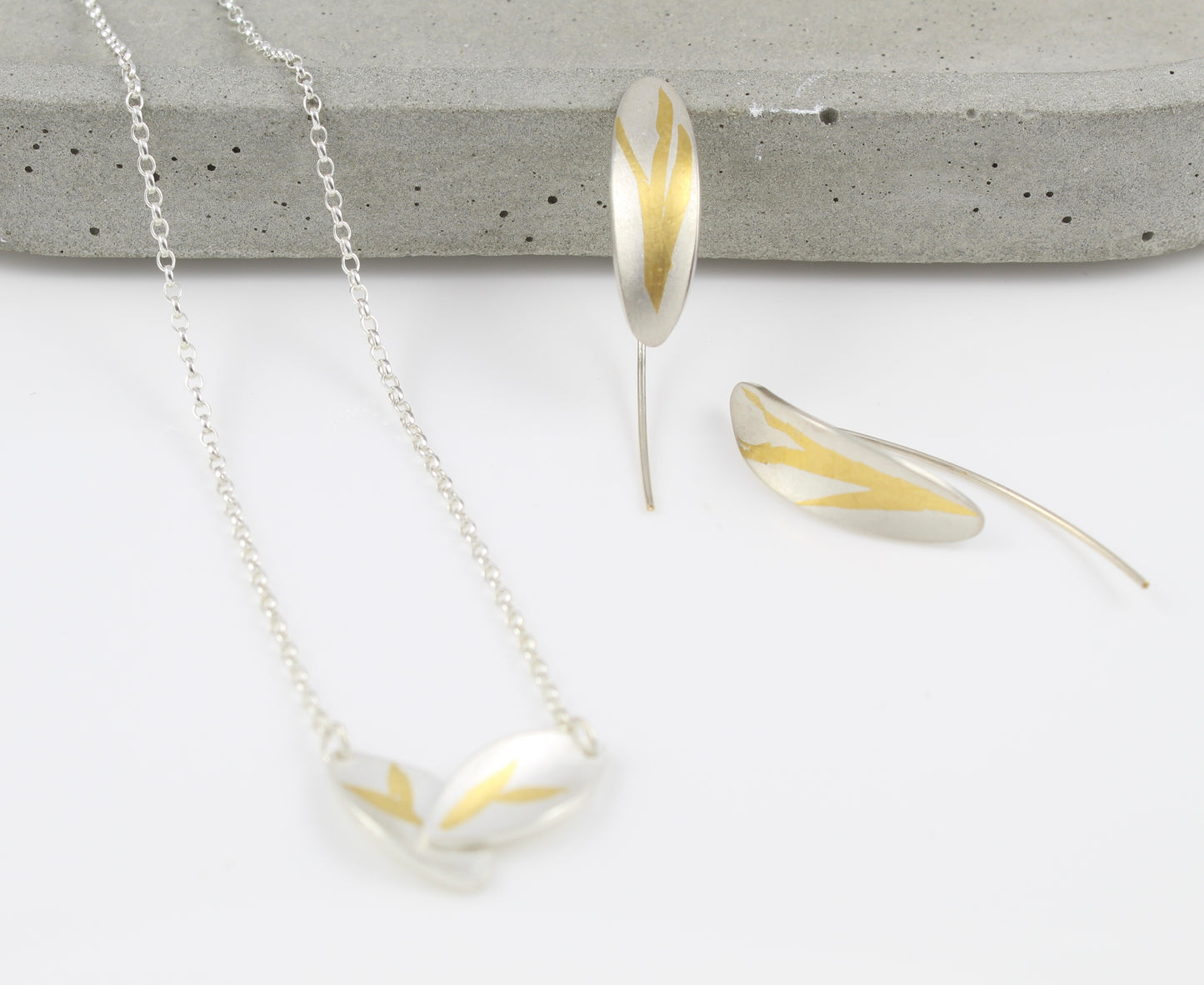 Silver and Gold Olive Ear Threaders