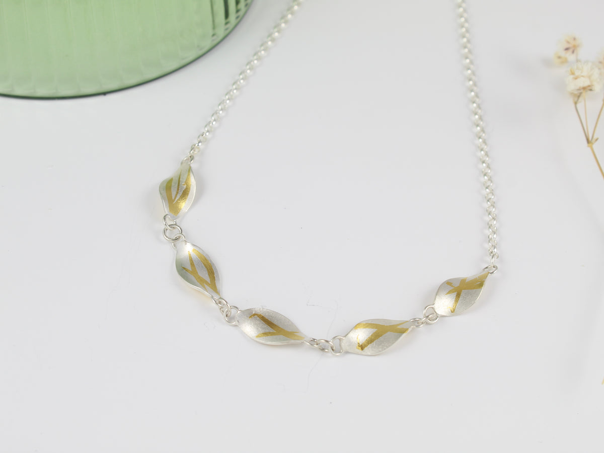 Silver and Gold Curved Necklace