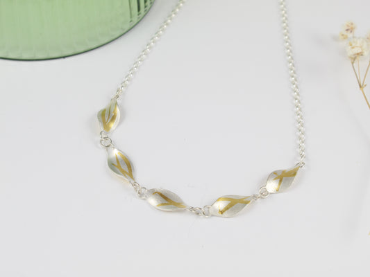 Silver and Gold Curved Necklace