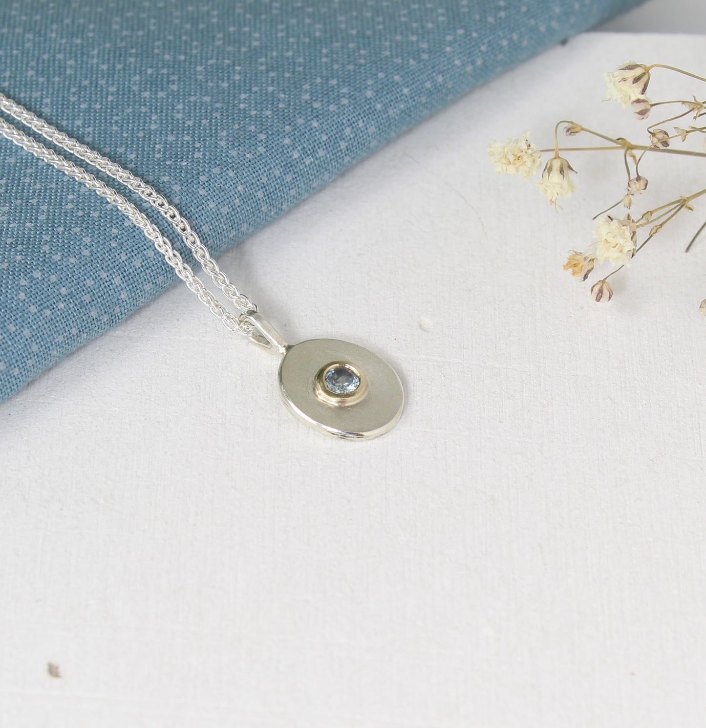 Silver and Gold Sapphire Pendant