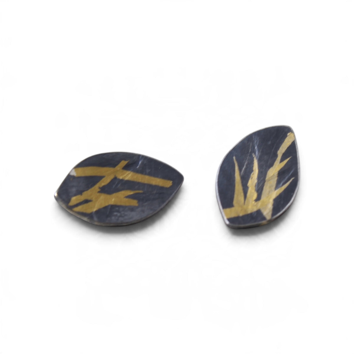 Oxidised Silver Seagrass Stud Earrings