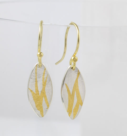 Silver and Gold Ocean Inspired Drop Earrings
