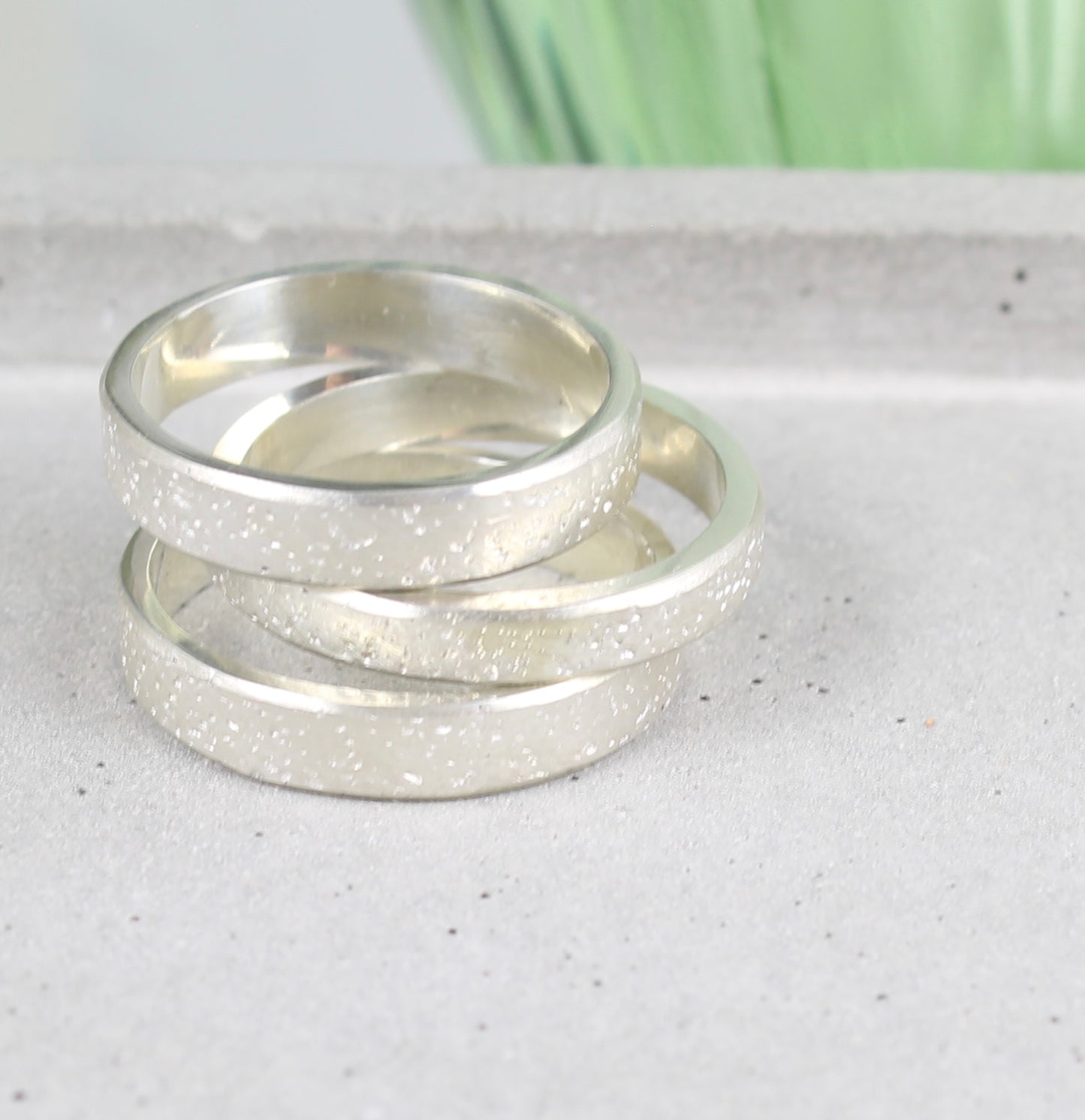 Silver sand textured ring band