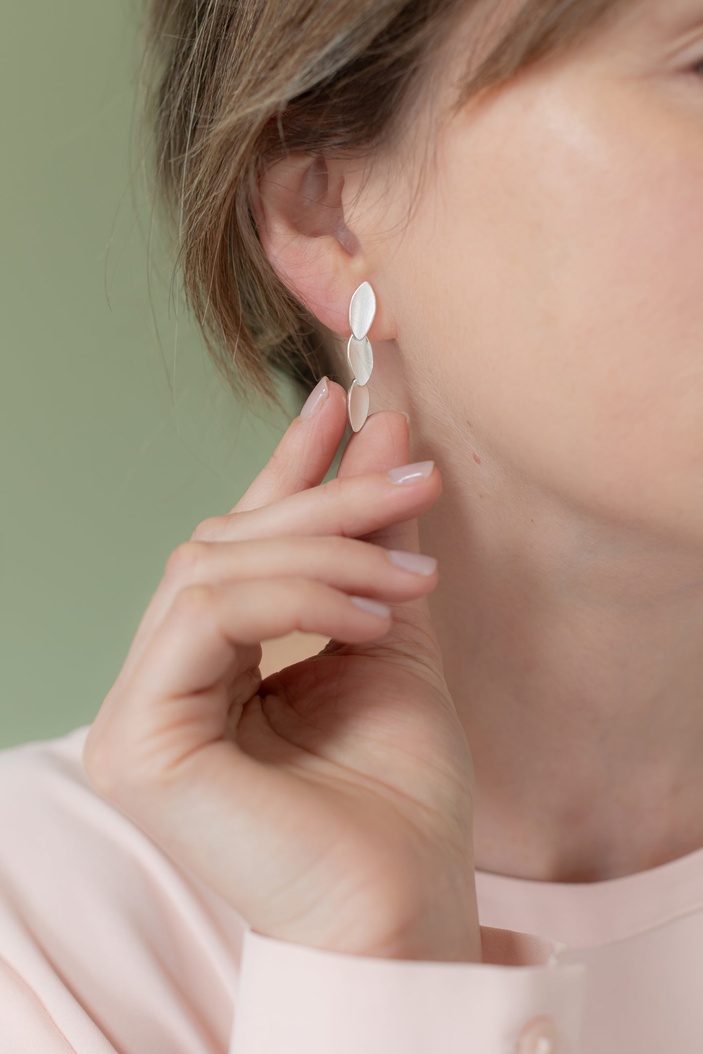 Three leaf silver earrings