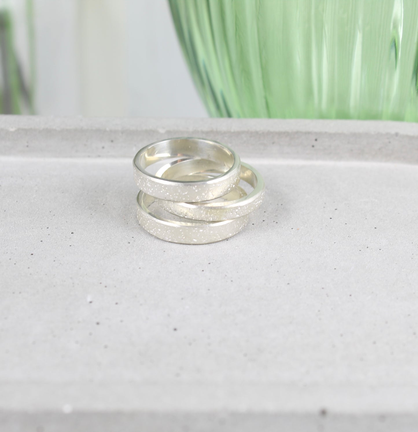 Silver sand textured ring band