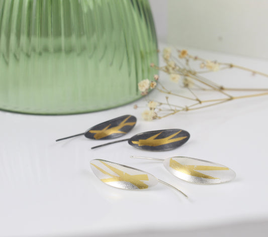 Silver and Gold Olive Leaf Ear Threaders