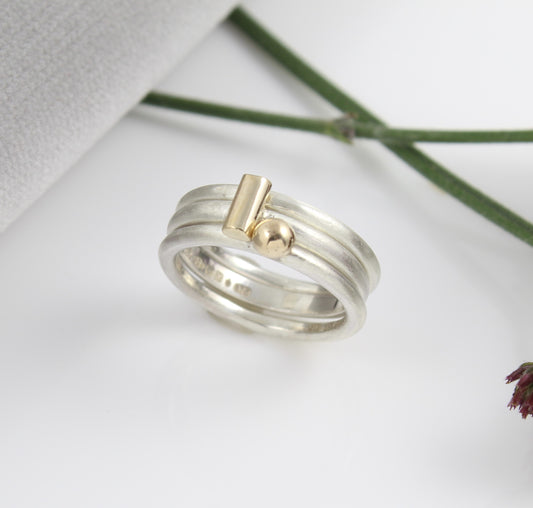 Contemporary Ball and Bar stacking rings