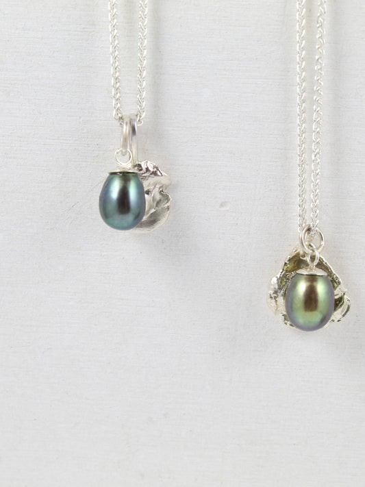 Oyster & Pearl Silver charm pendant