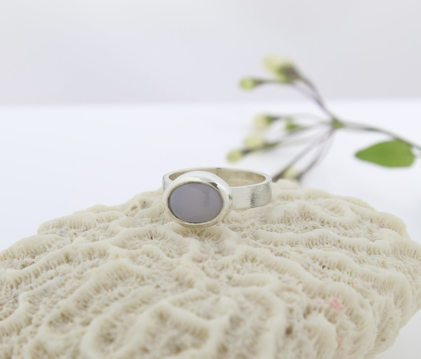 Wide Band Chalcedony Ring
