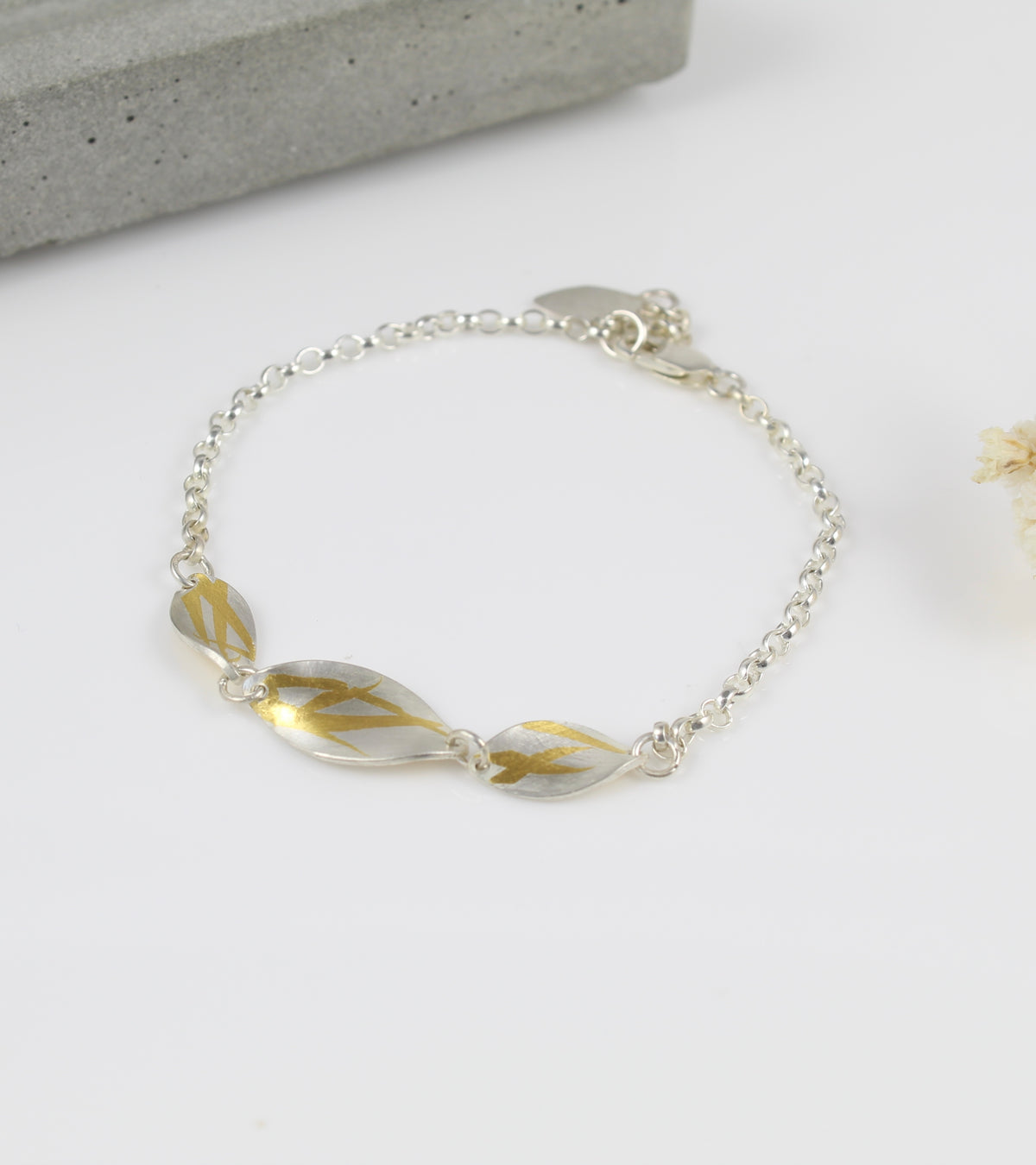 Silver and Gold Curved Bracelet