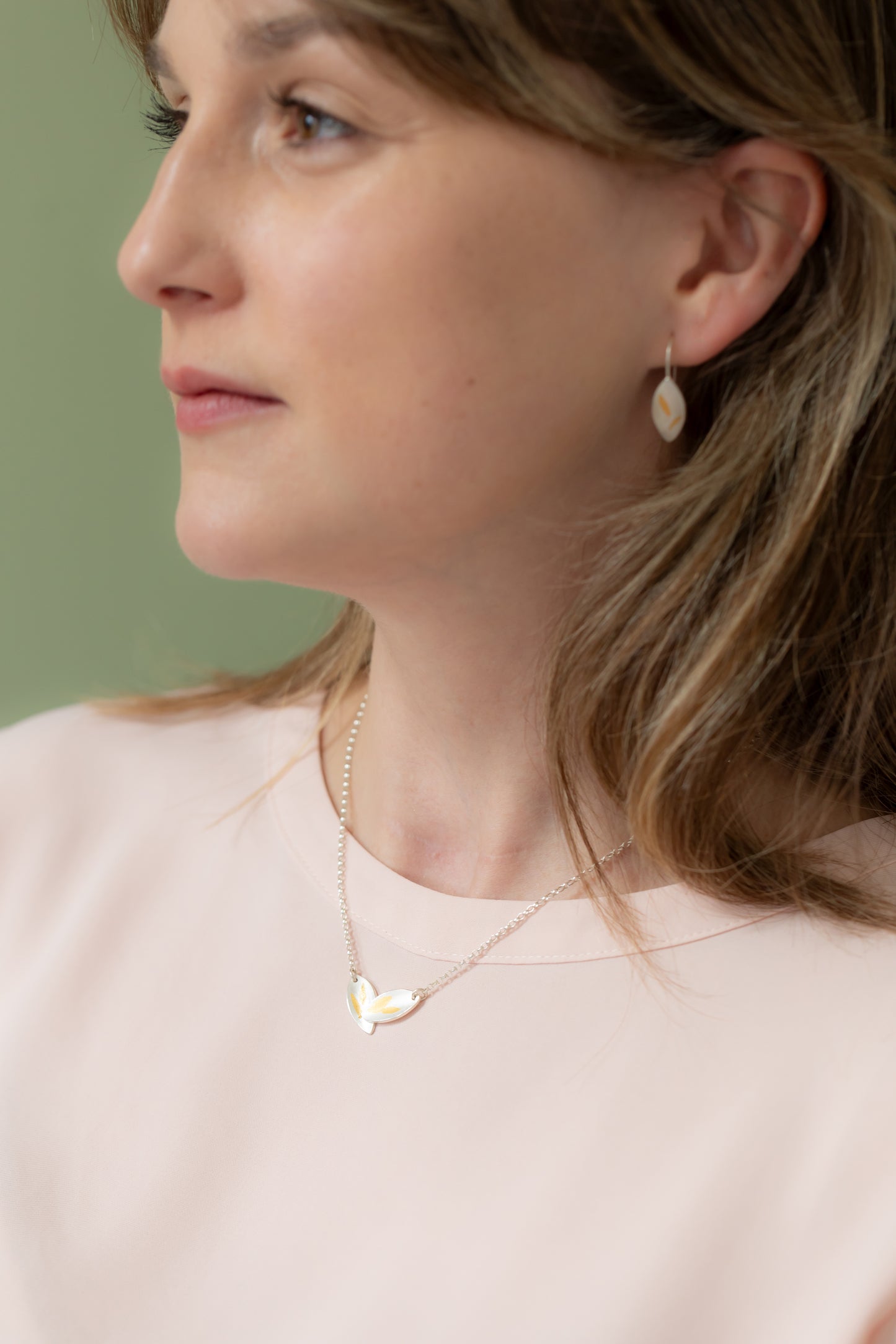 Olive Leaf Silver and Gold Necklace