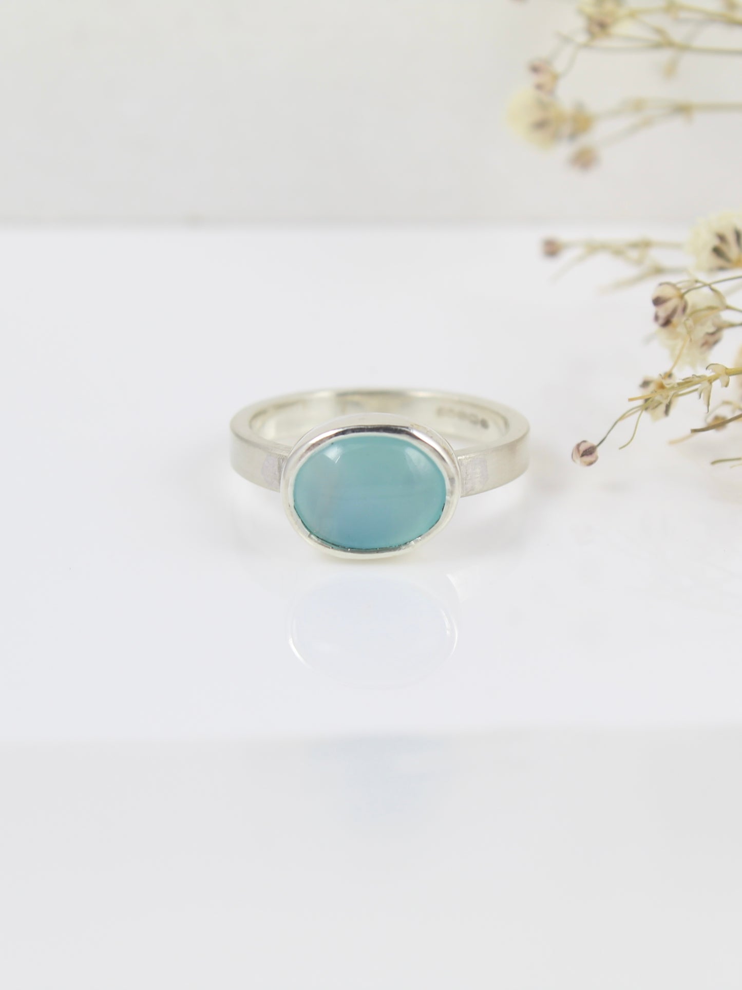 Wide Band Sea Agate Ring