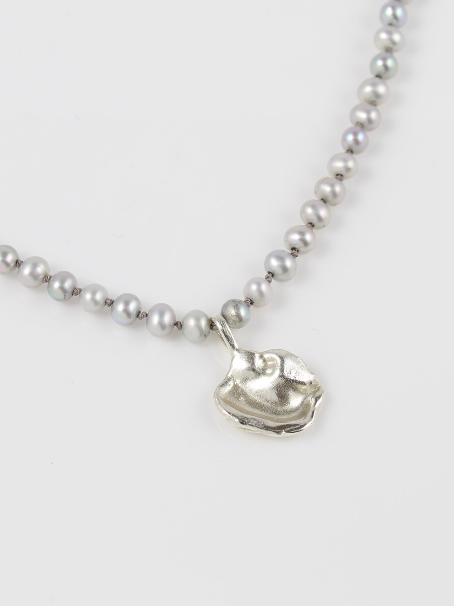 Silver Grey Freshwater Pearl Necklace with silver pendant