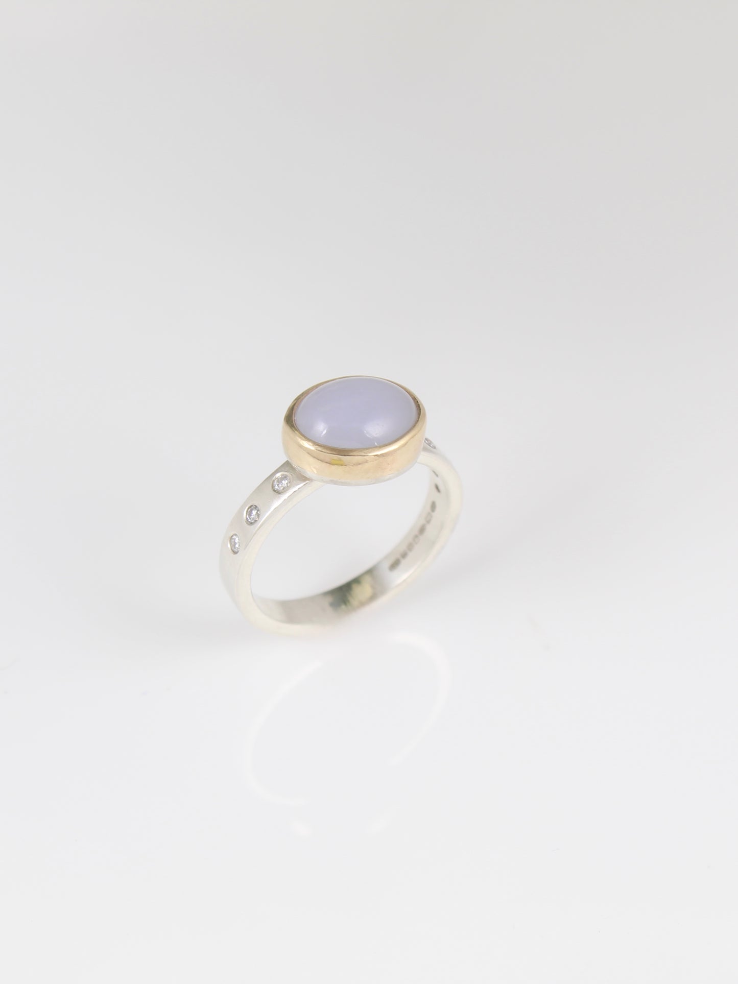 SIlver and Gold Ring with Chalcedony
