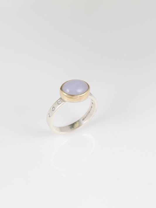 SIlver and Gold Ring with Chalcedony