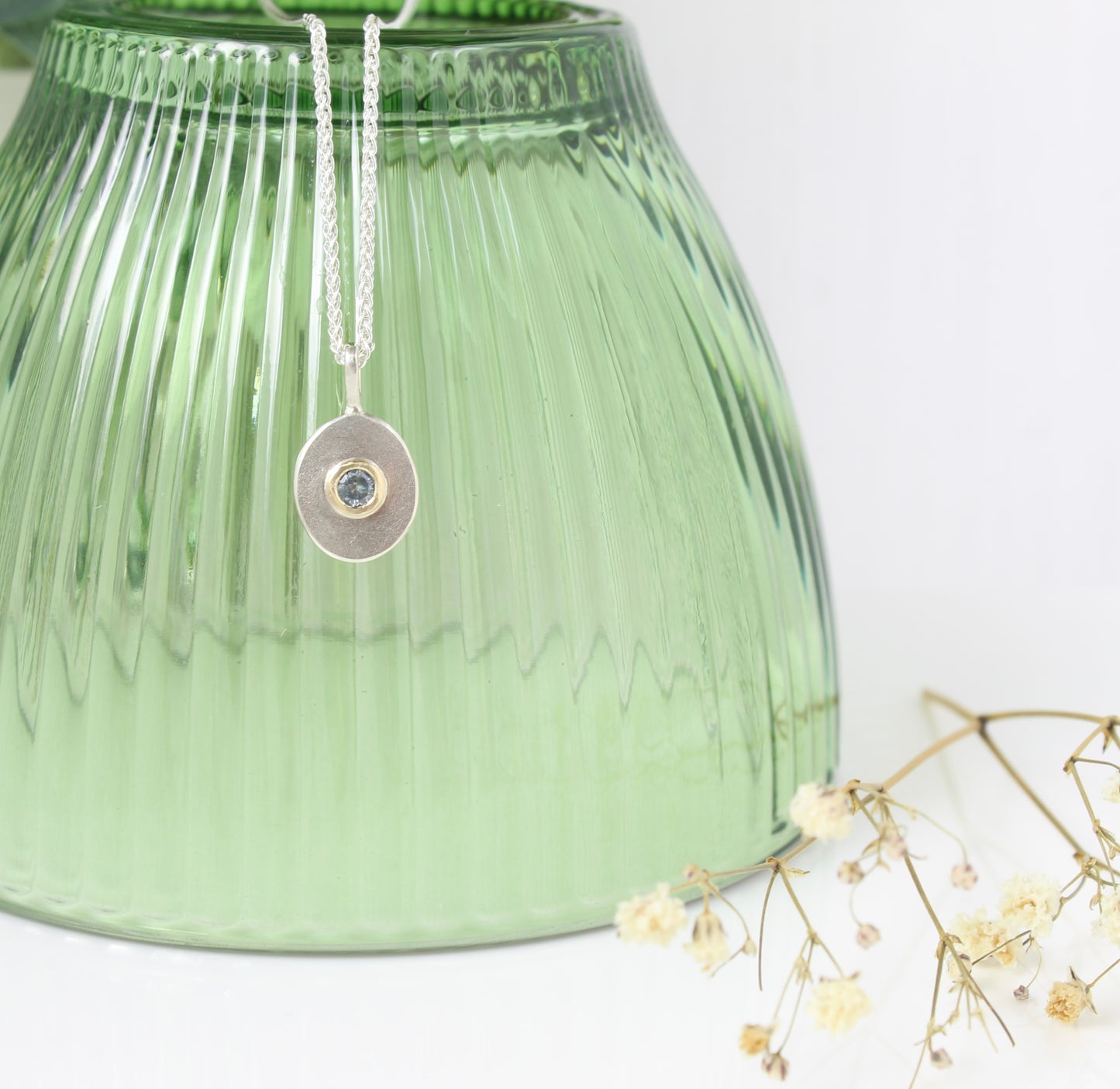 Silver and Gold Sapphire Pendant