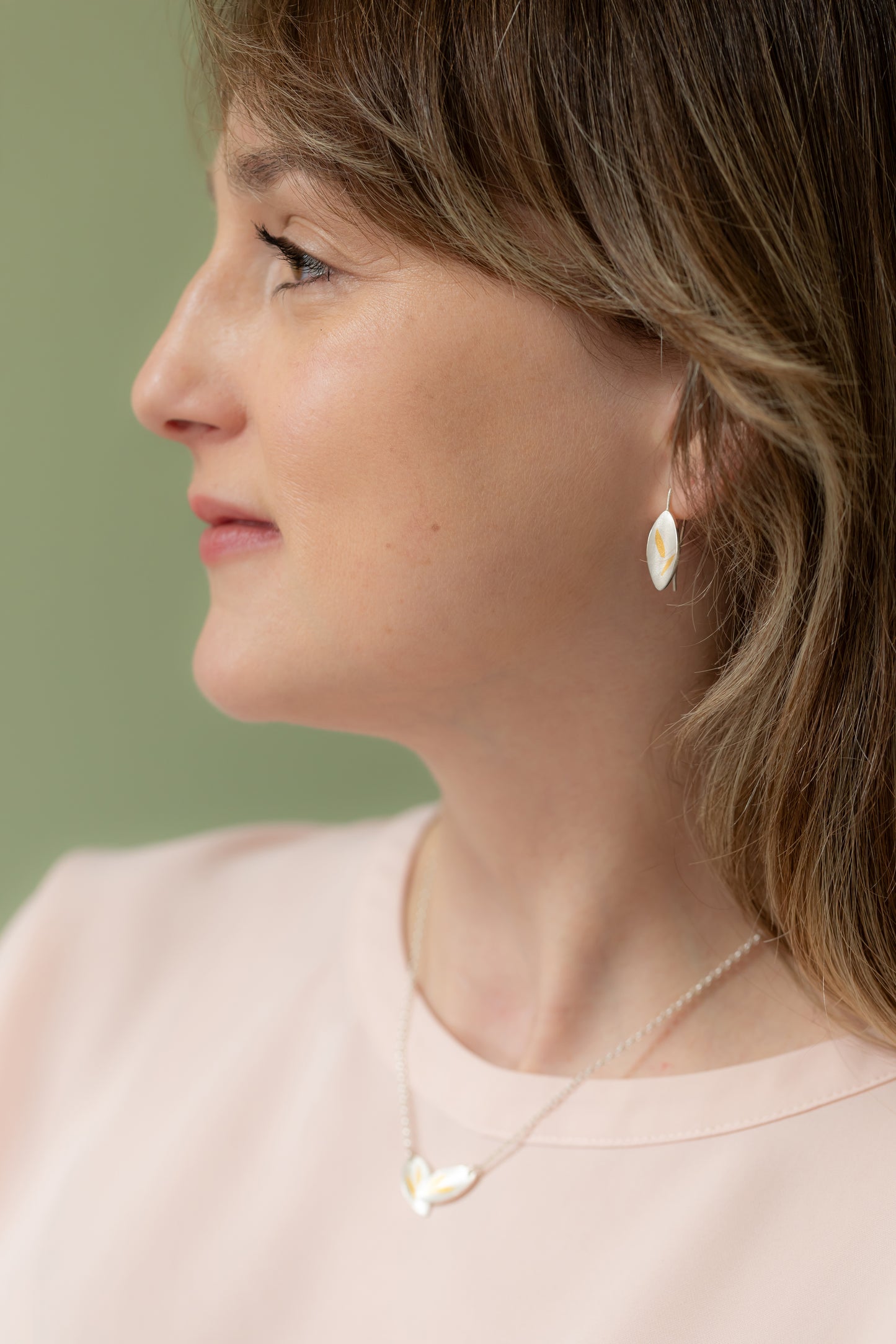 Silver and Gold Olive drop earrings