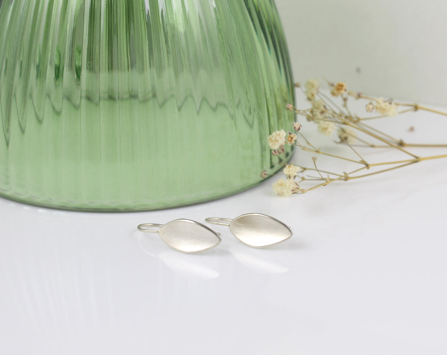 Silver and Gold Olive drop earrings
