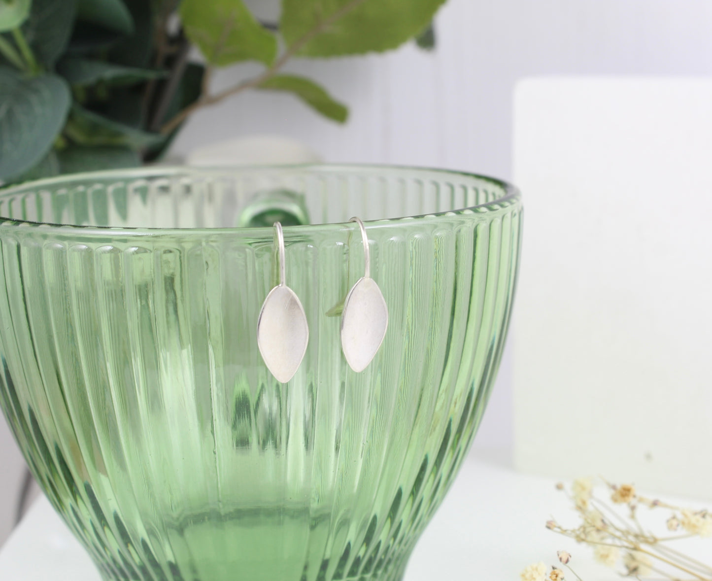 Silver and Gold Olive drop earrings