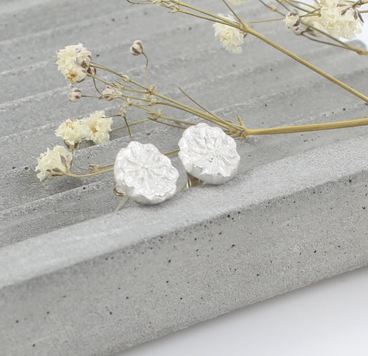 Silver Poppy Ear studs