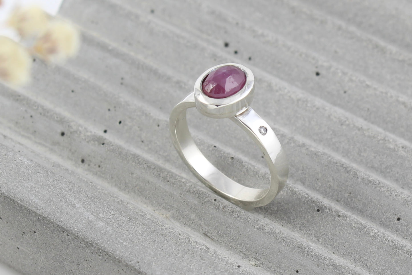 Silver and rose cut Ruby ring