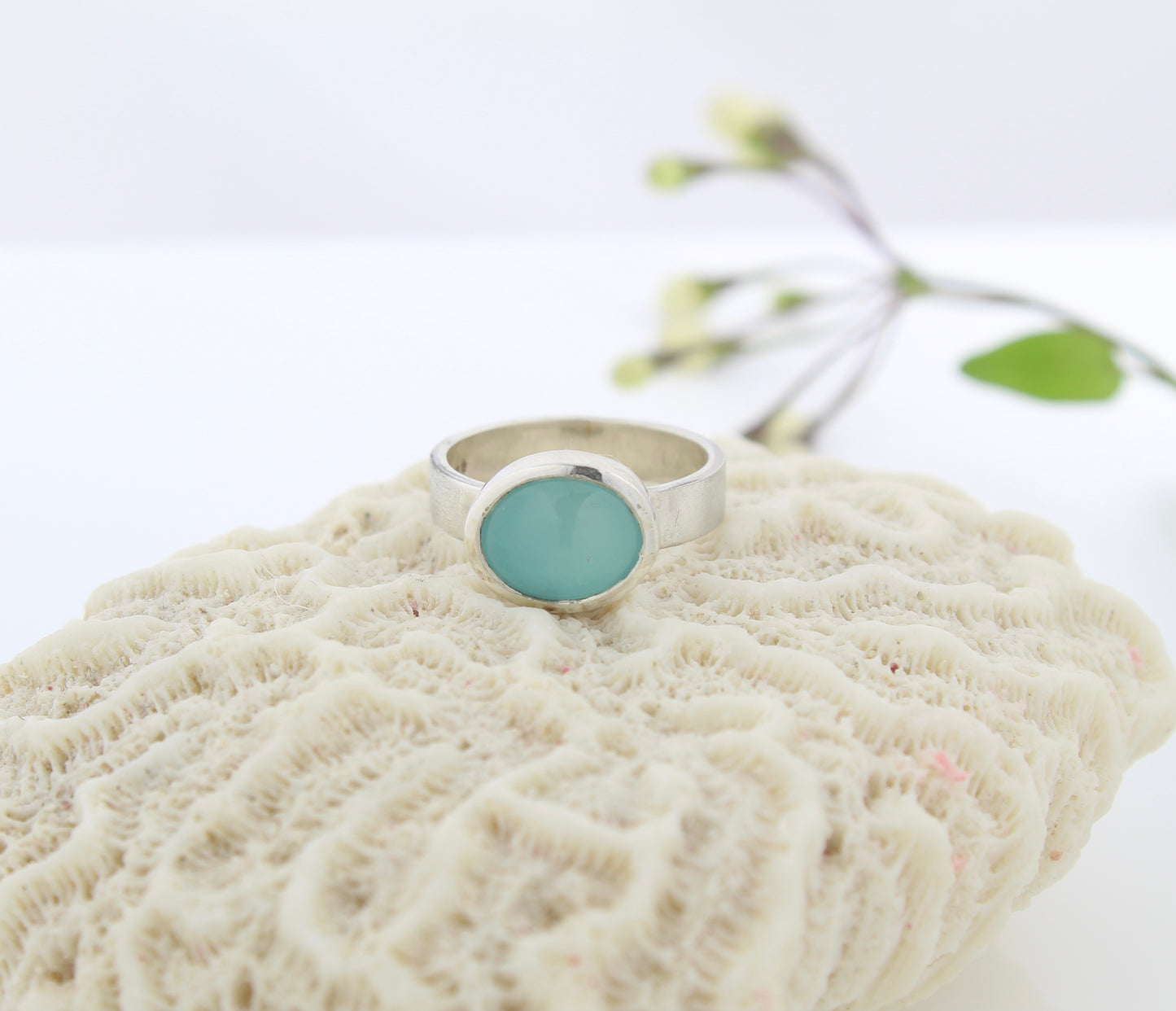 Wide Band Sea Agate Ring