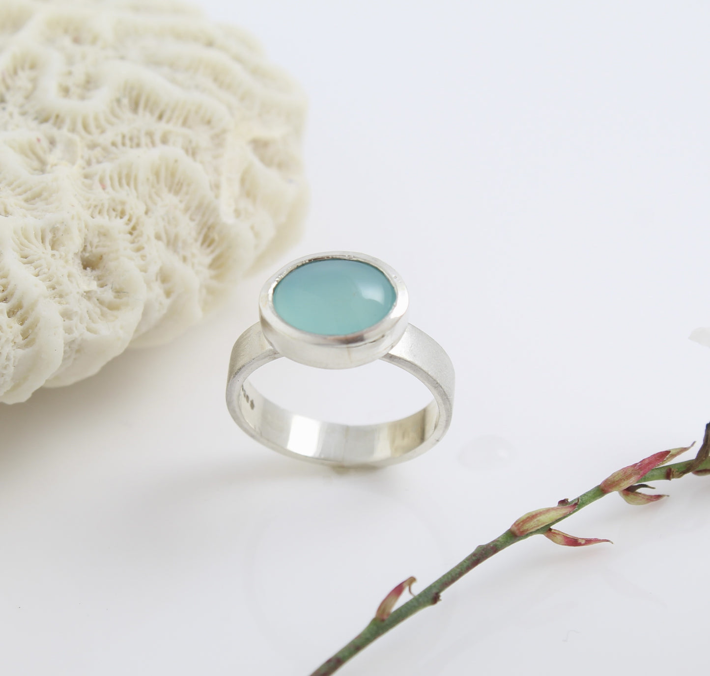 Wide Band Sea Agate Ring