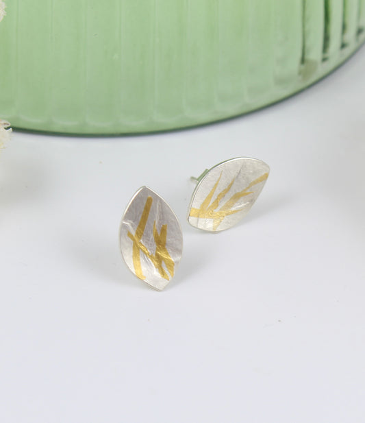 Silver Seagrass Stud Earrings