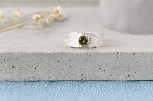 Silver & 18ct gold tourmaline ring