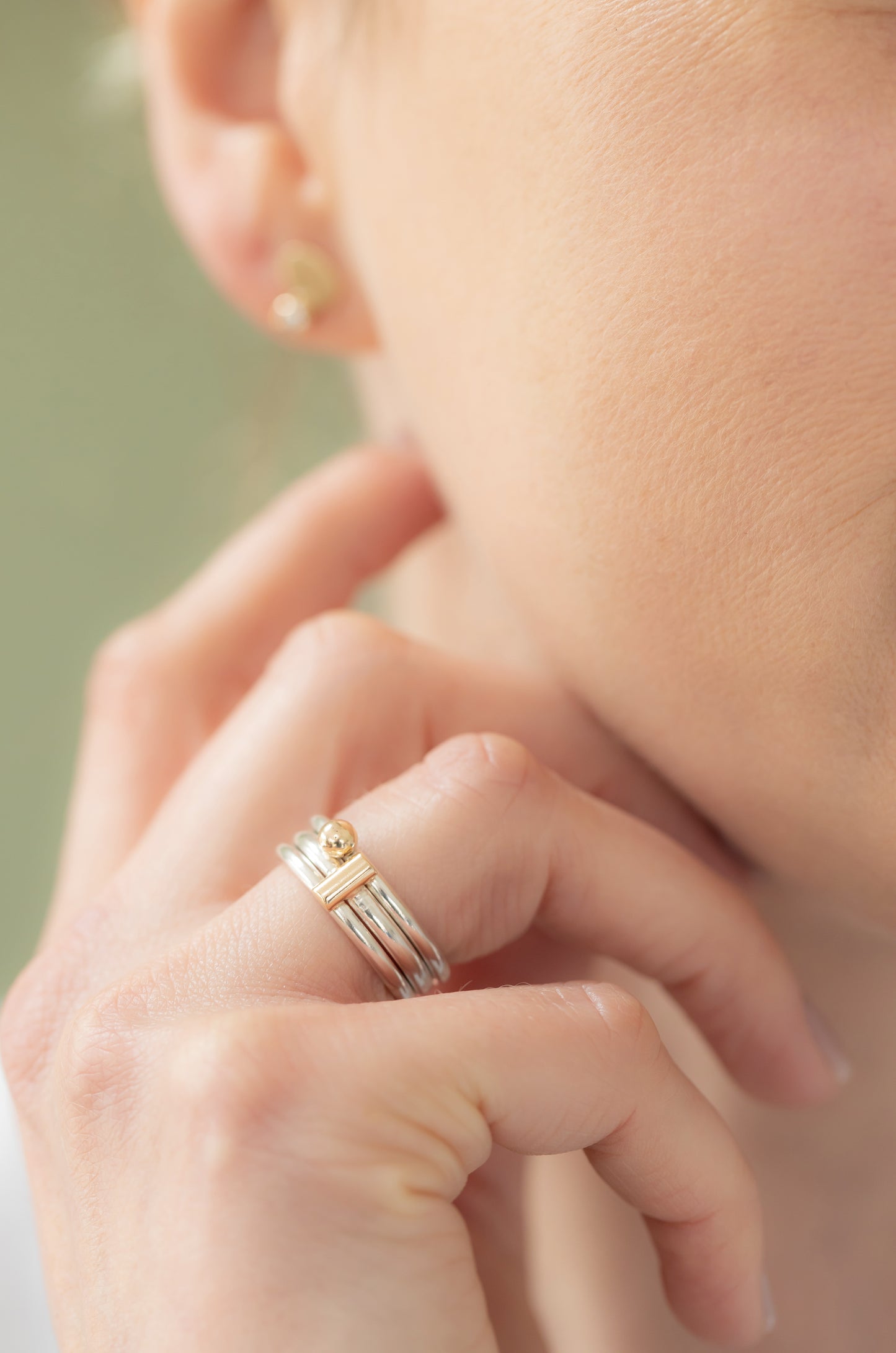 Contemporary Ball and Bar stacking rings