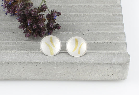 Domed Silver and Gold Earrings