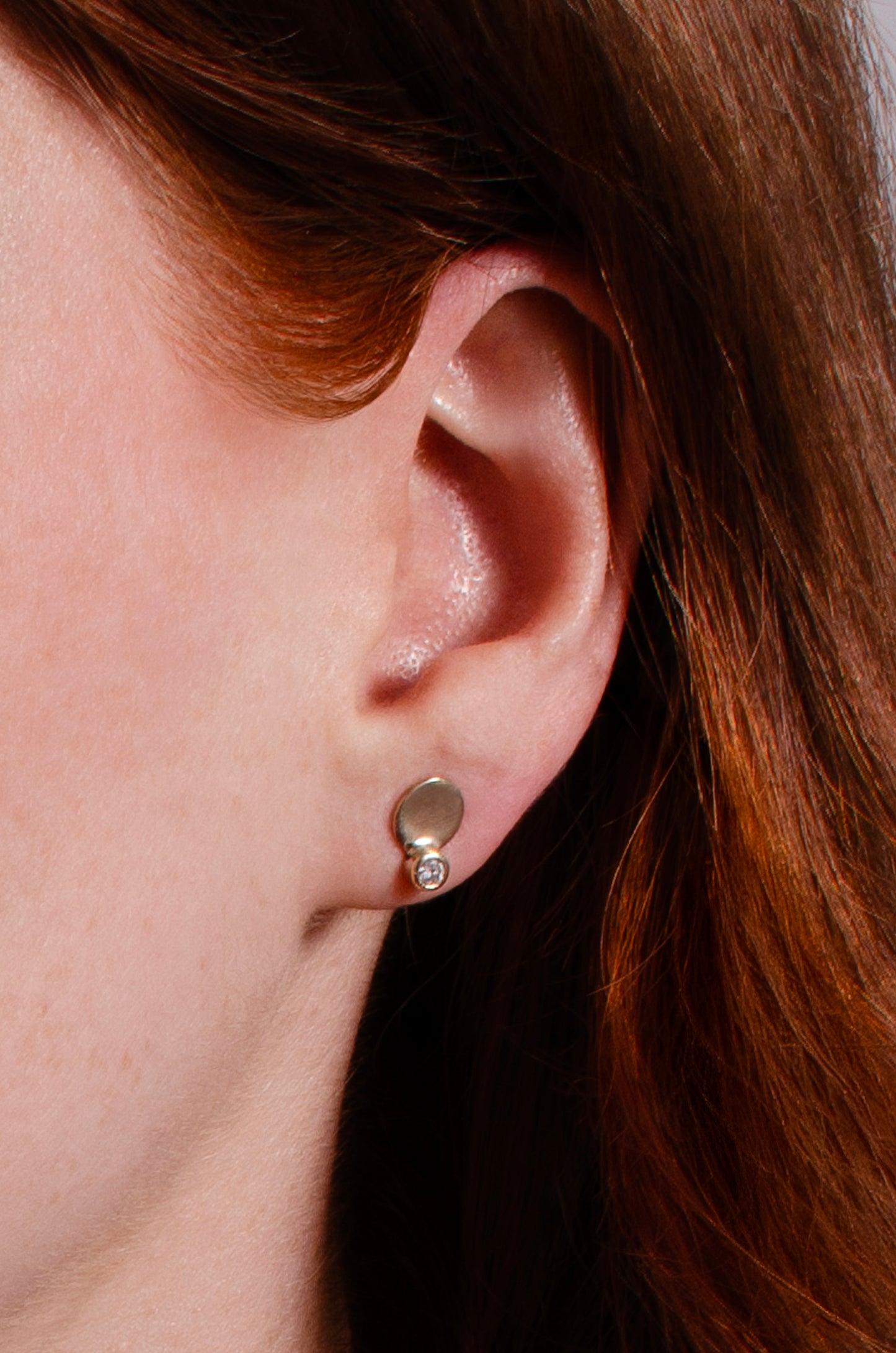 Silver and Lab Grown Diamond Olive Studs