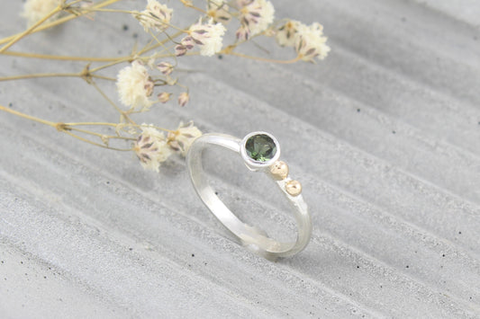 Silver & Gold Tourmaline Ring
