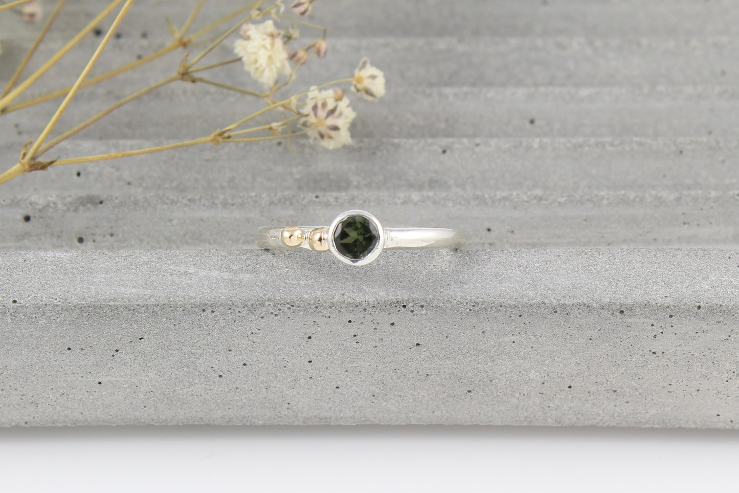 Silver & Gold Tourmaline Ring