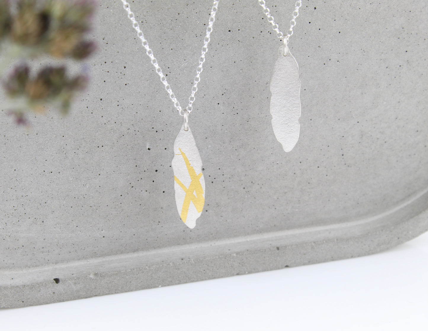 Nibbled Olive leaf pendant
