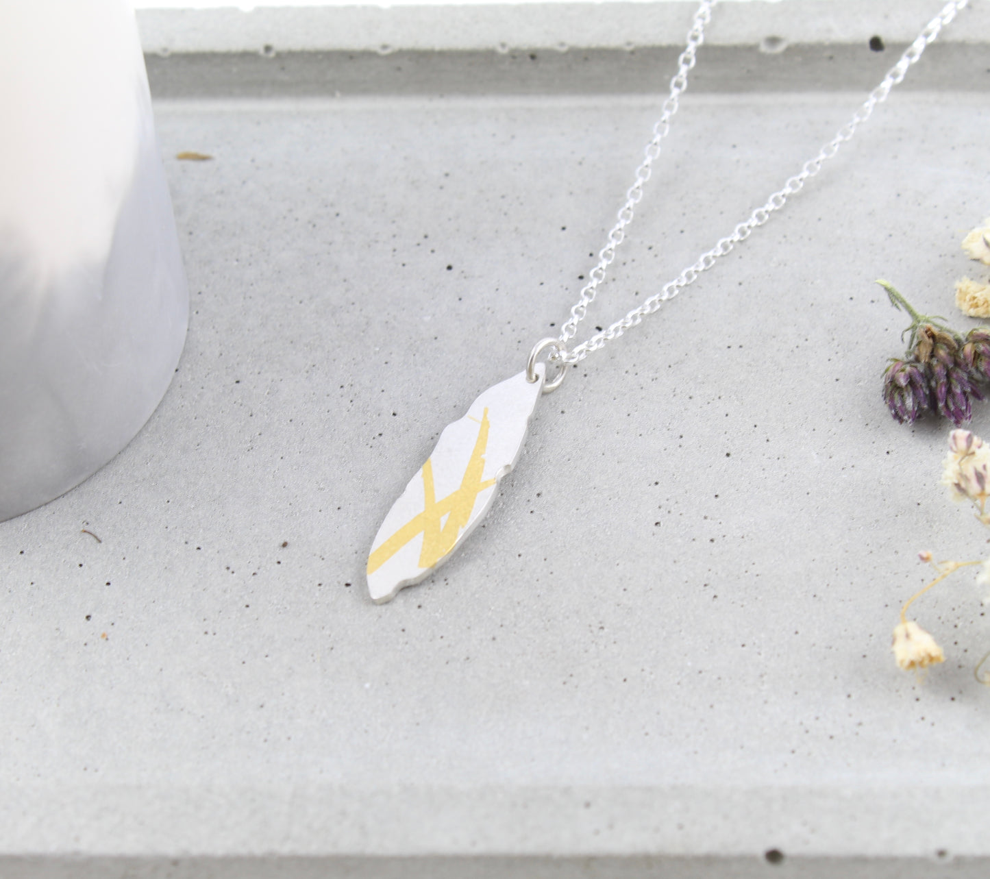 Nibbled Olive leaf pendant
