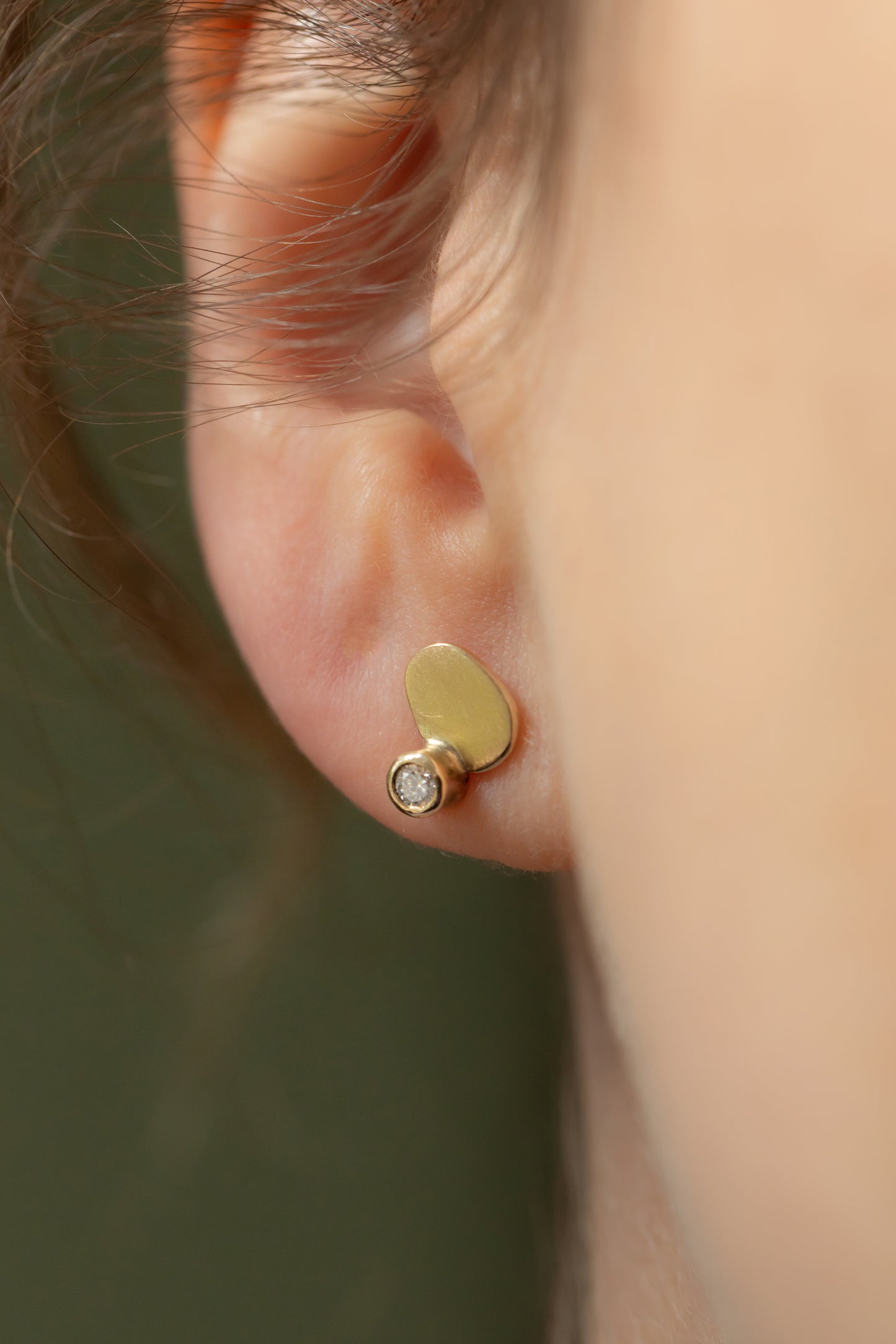 Gold and Diamond Olive Studs